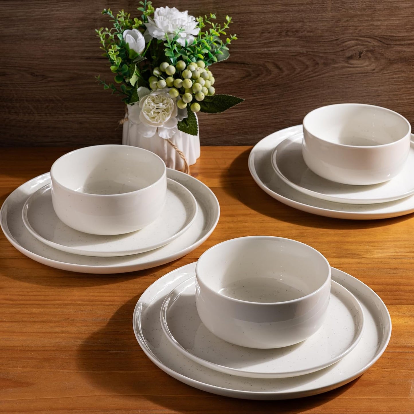 SLUDW011 Dinnerware Set - White With Speckle