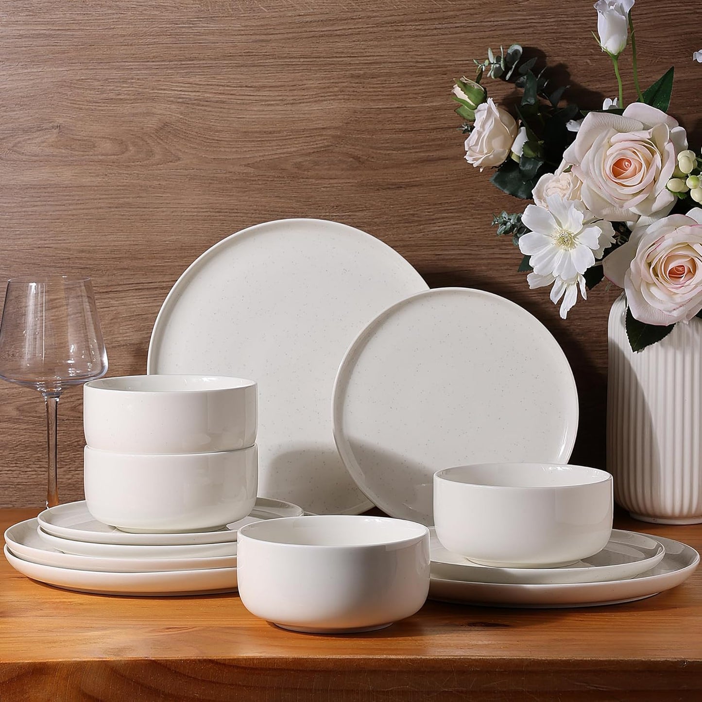 SLUDW011 Dinnerware Set - White With Speckle