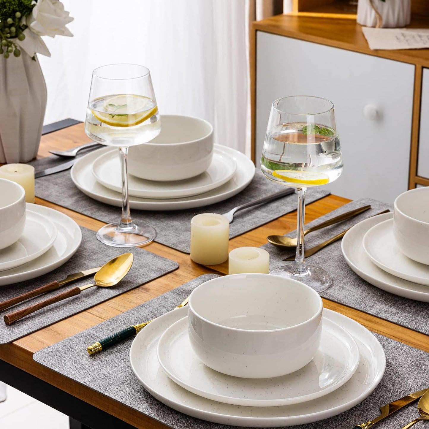 SLUDW011 Dinnerware Set - White With Speckle