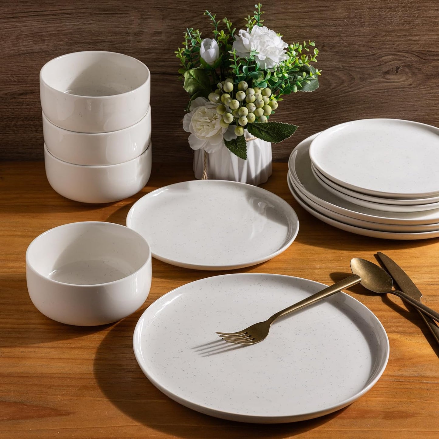 SLUDW011 Dinnerware Set - White With Speckle