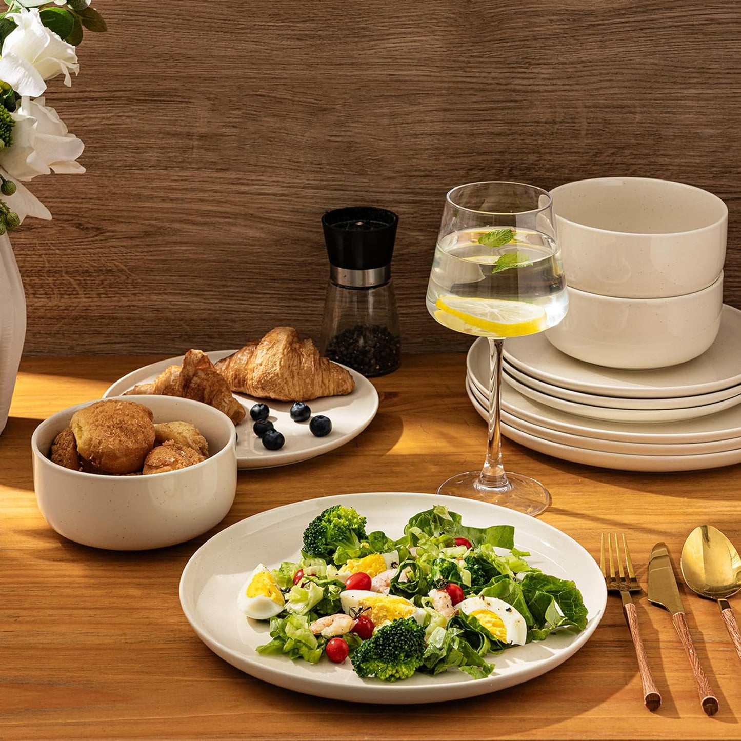 SLUDW011 Dinnerware Set - Cream With Speckle