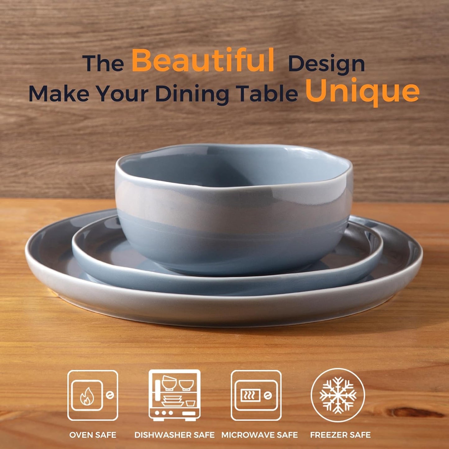 SLUDW065 Dinnerware Set - Jeans Gray