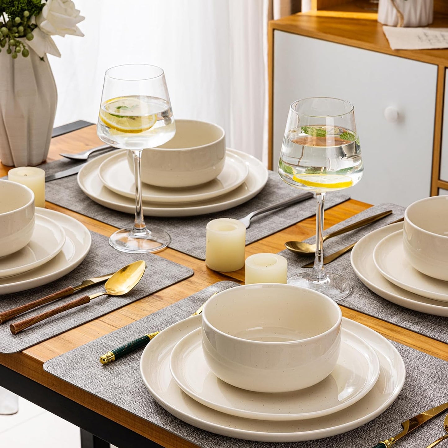 SLUDW011  Dinnerware Set - Cream With Speckle