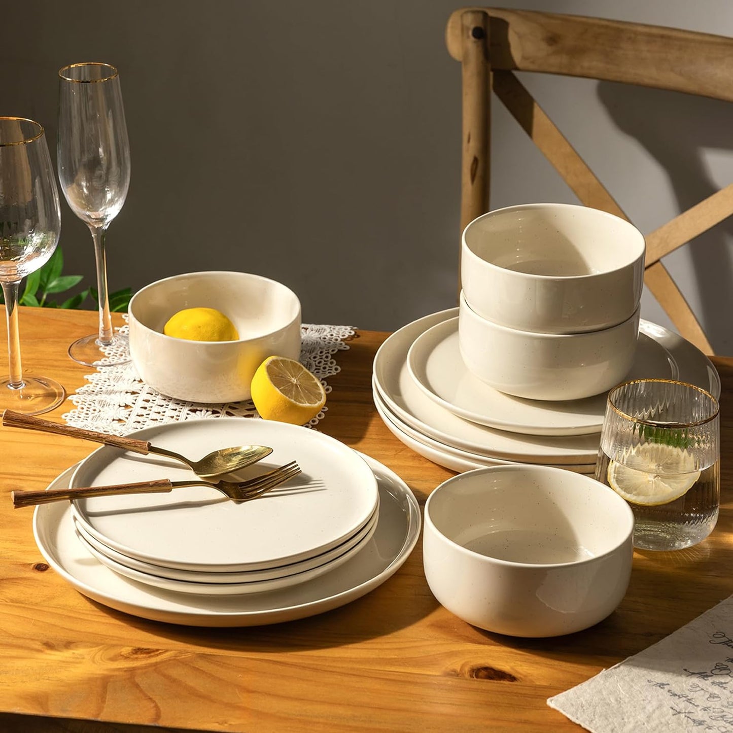 SLUDW011  Dinnerware Set - Cream With Speckle