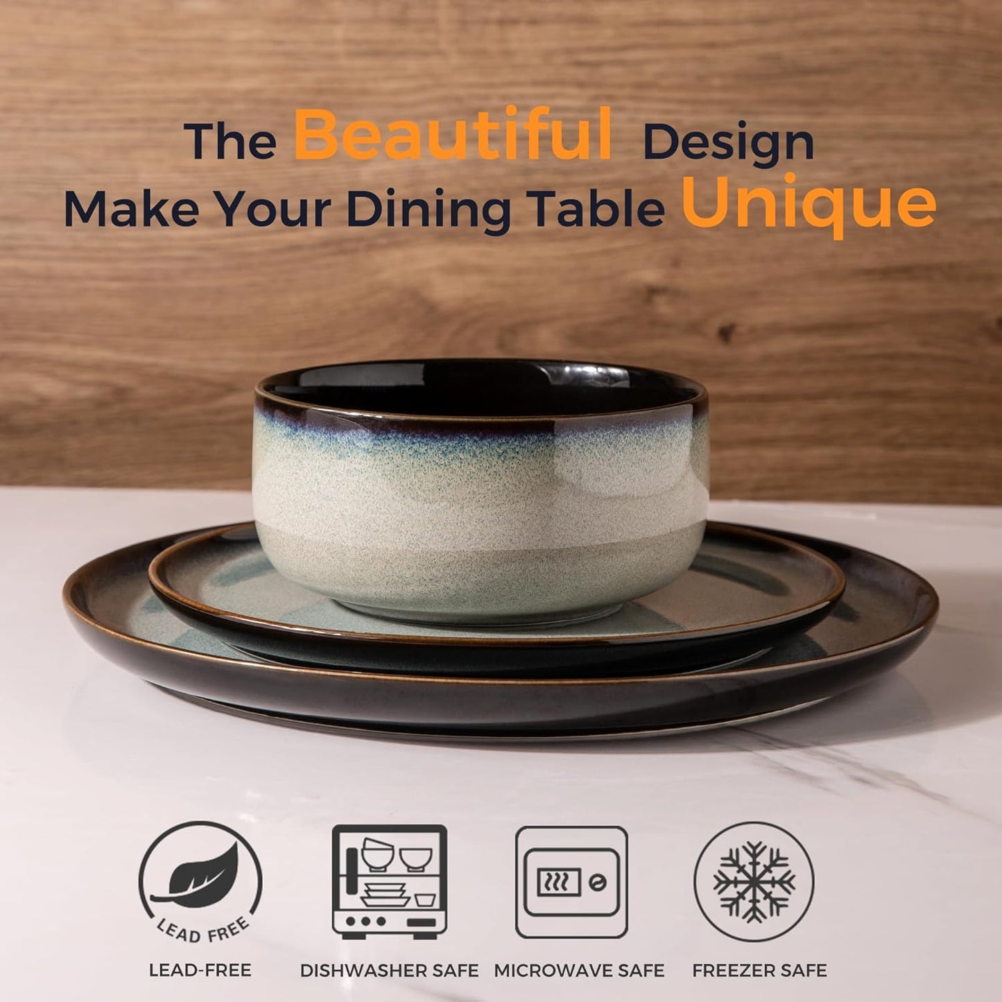 SLUDW011  Dinnerware Set - Gray White