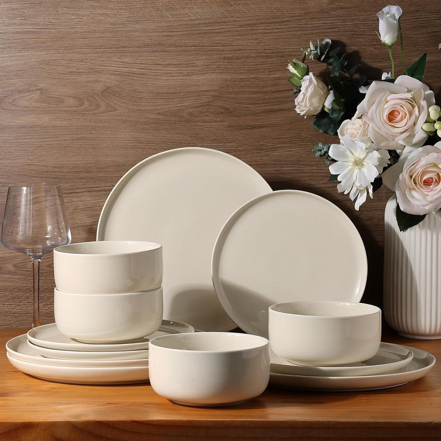 SLUDW011  Dinnerware Set - Cream With Speckle