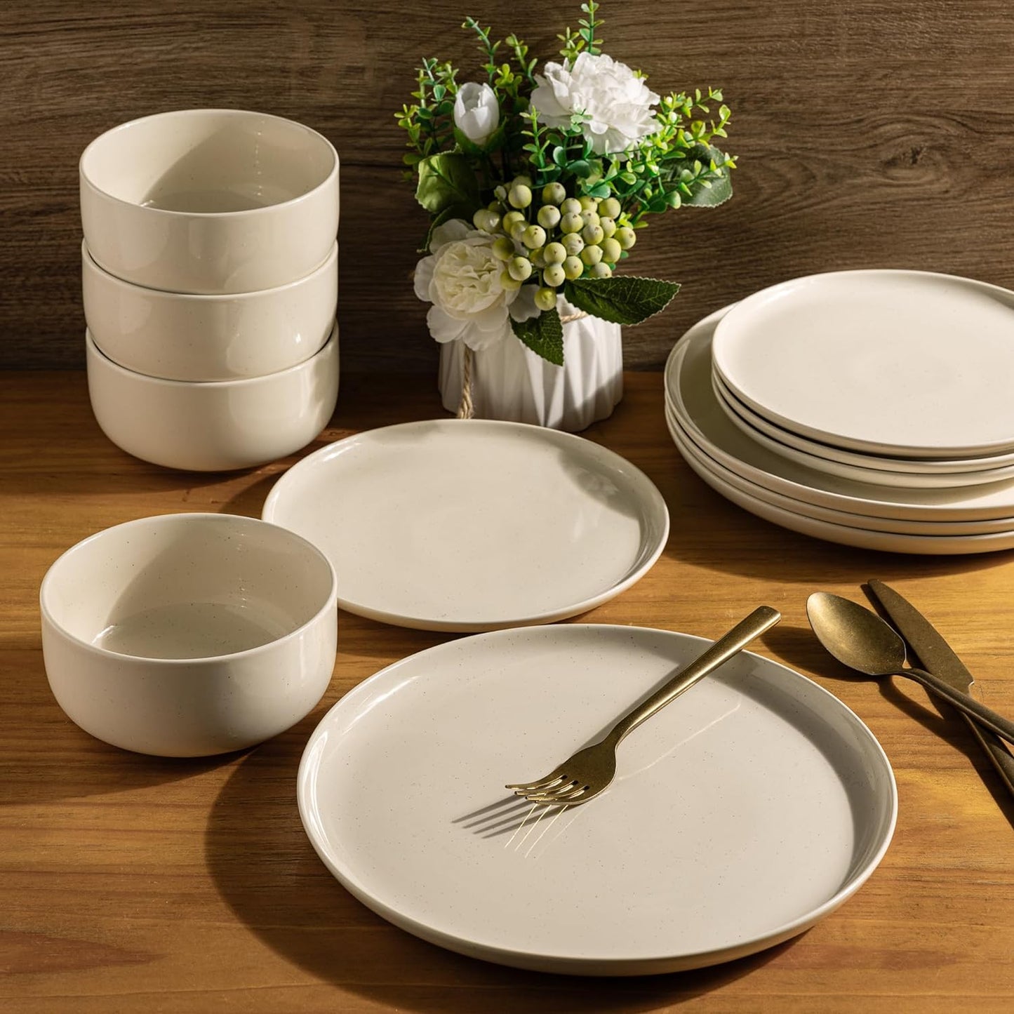 SLUDW011  Dinnerware Set - Cream With Speckle